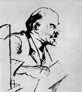 «Ленин» — рисунок с натуры, сделанный Н. Альтманом в мае 1920 г. в кабинете В. И. Ленина.
